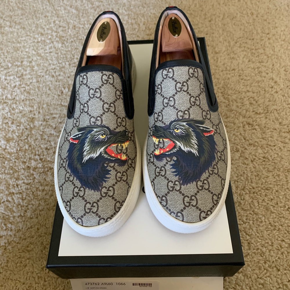 ANY REASONABLE OFFER ACCEPTED Gucci Dublin Angry Wolf Slip-On Sneaker Rare G09+